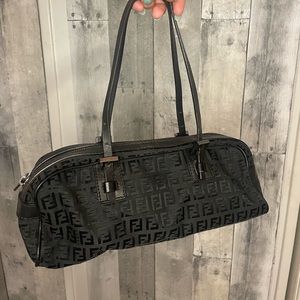 VINTAGE FENDI BLACK ZUCCHINO BOWLER BAG